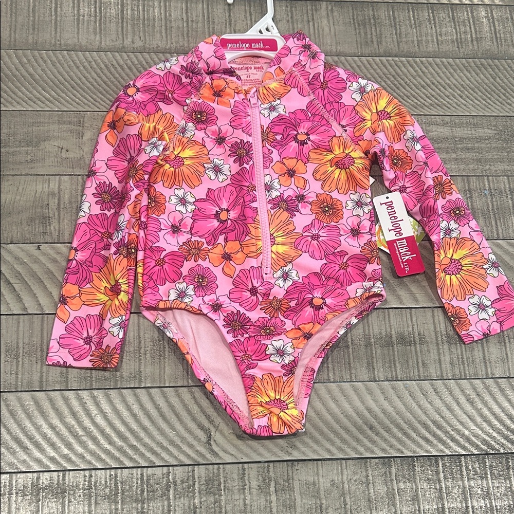 Penelope Mack Pink and Yellow Floral Rashguard